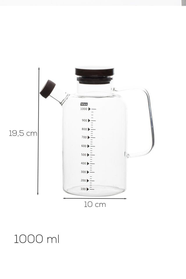 Porsima LM-0108 Verra Kapaklı Borosilikat Cam Yağlık Sirkelik Yağdanlık 1000ml