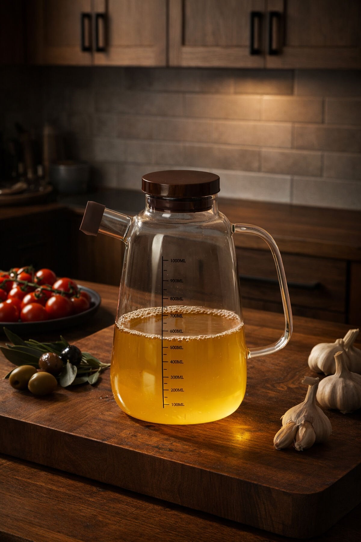 Porsima LM-0109 Livra Kapaklı Borosilikat Cam Yağlık Sirkelik Yağdanlık 1000ml