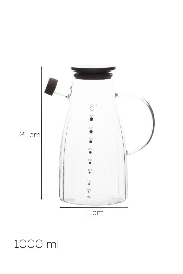 Porsima LM-0053 Alvera Kapaklı Borosilikat Cam Yağlık Sirkelik Yağdanlık 1000ml