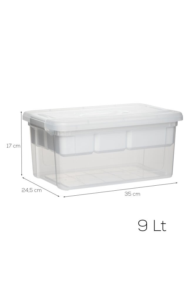 Porsima 1311-2 5 bölmeli Kahvaltılık Çok Amaçlı Organizer Kapaklı Saklama Kabı Kapaklı Kahvaltılık Seti Beyaz 9lt