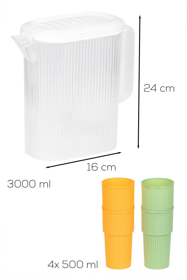 Porsima 162227-000 Sofra Sürahisi - 6 Parça Sürahi Ve Bardak Seti - 6lı Piknik,kamp Seti