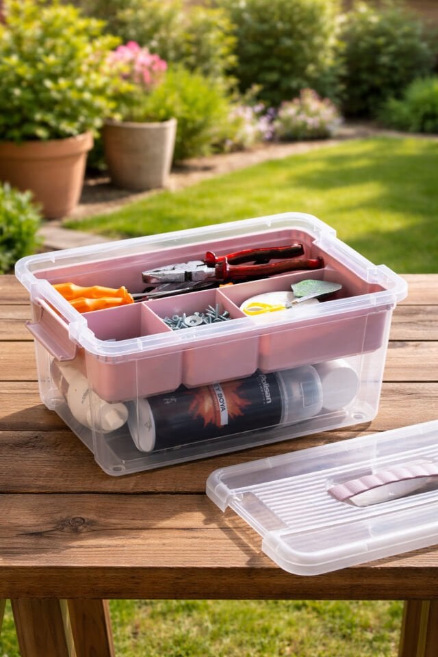 Porsima 1311-4 5 bölmeli Kahvaltılık Çok Amaçlı Organizer Kapaklı Saklama Kabı Kapaklı Kahvaltılık Seti Pudra 9lt