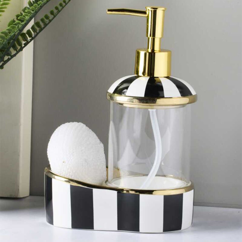 Perotti 16723 Maura Nero Süngerlikli Fırçalı Sıvı Sabunluk Seti