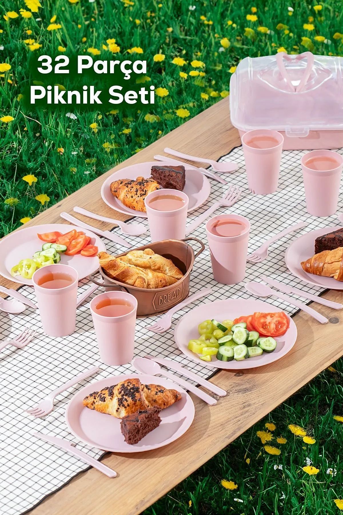 Porsima 0039 Karizma 6 Kişilik Piknik Seti - Çantalı Piknik Seti-32 Parça Piknik Organizer-Pudra