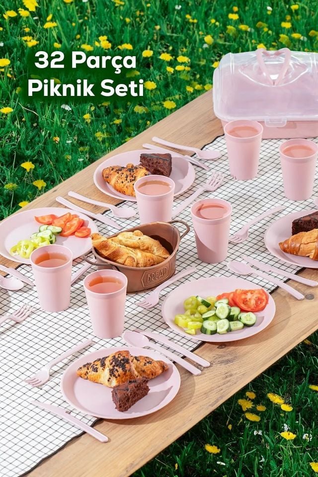 Porsima 0039 Karizma 6 Kişilik Piknik Seti - Çantalı Piknik Seti-32 Parça Piknik Organizer-Pudra