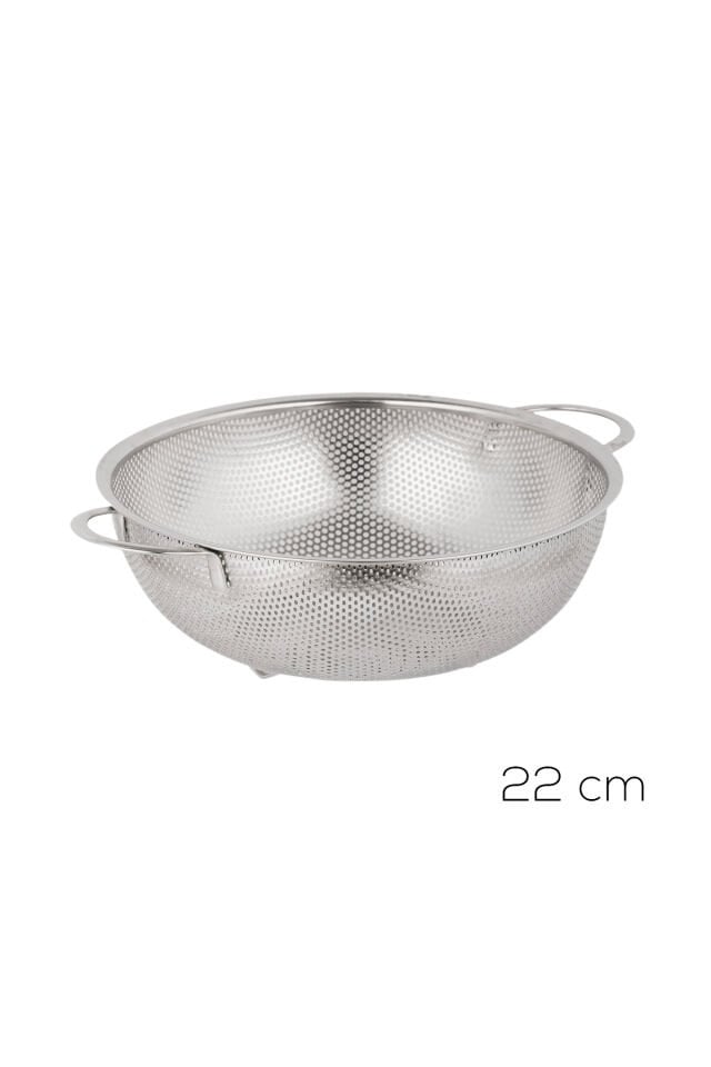 Porsima BLS-KS-22 Kulplu Paslanmaz Çelik Süzgeç Mutfak Eleği Meyve ve Sebze Yıkama Aparatı Kevgir 22cm