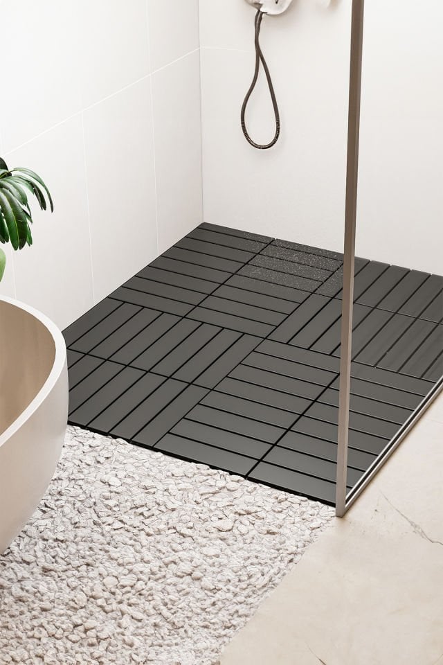 Porsima 1066 Bahçe Balkon Teras Banyo Paspası 2li Dış Mekan Karosu Antrasit