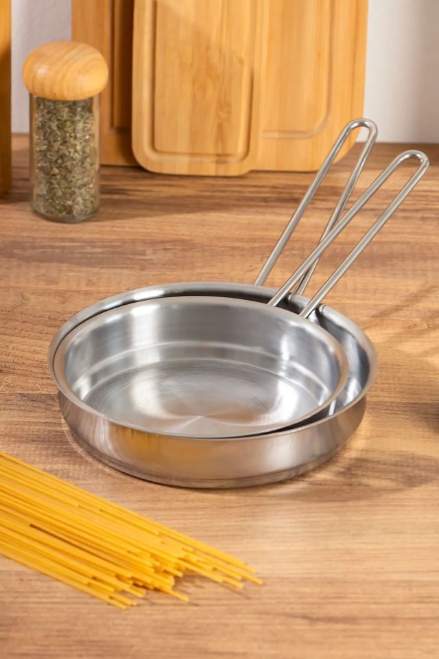 Porsima Paslanmaz Çelik Sos Tava Seti - Sığ Sos Tavası 14-16 Cm