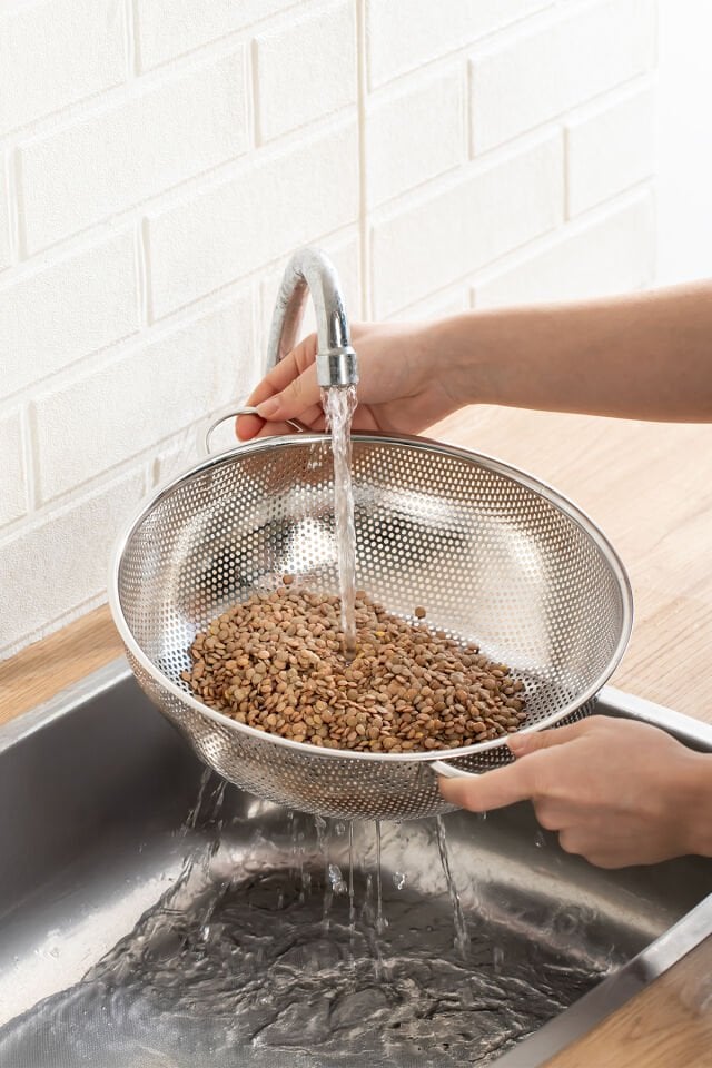 Porsima BLS-KS-28 Kulplu Paslanmaz Çelik Süzgeç Mutfak Eleği Meyve ve Sebze Yıkama Aparatı Kevgir 28cm