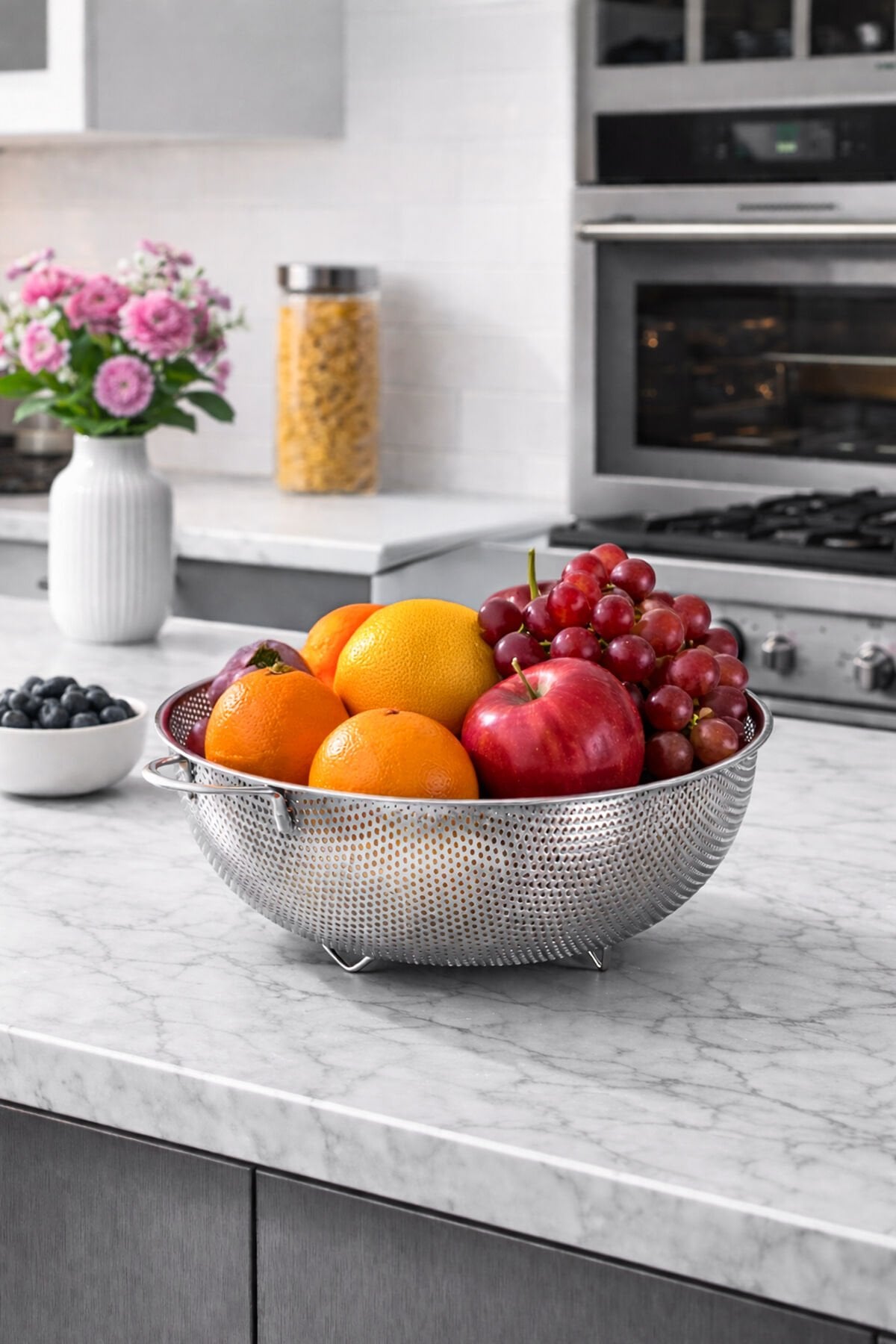 Porsima BLS-KS-28 Kulplu Paslanmaz Çelik Süzgeç Mutfak Eleği Meyve ve Sebze Yıkama Aparatı Kevgir 28cm