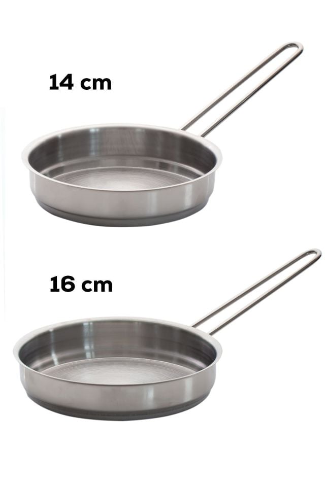 Porsima Paslanmaz Çelik Sos Tava Seti - Sığ Sos Tavası 14-16 Cm