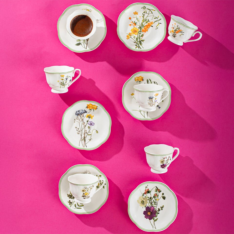 Perotti Secret Garden 6 Kişilik 12 Parça Porselen Fincan Takımı
