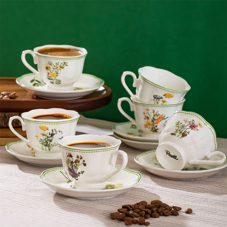 Perotti Secret Garden 6 Kişilik 12 Parça Porselen Fincan Takımı