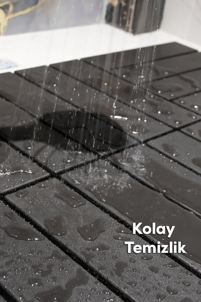 Porsima 1066 Bahçe Balkon Teras Banyo Paspası 18li Dış Mekan Karosu Antrasit