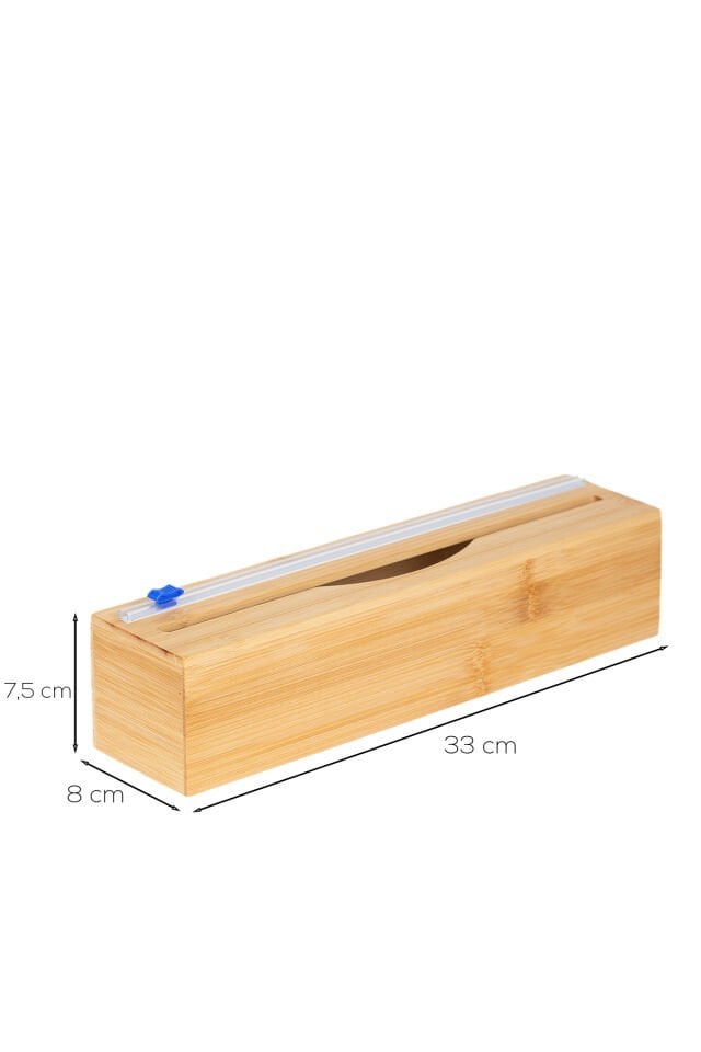 Porsima Pbt-588 Bambu Tek Bölmeli Streç Folyo Kesme Kutusu 33x8x7,5cm