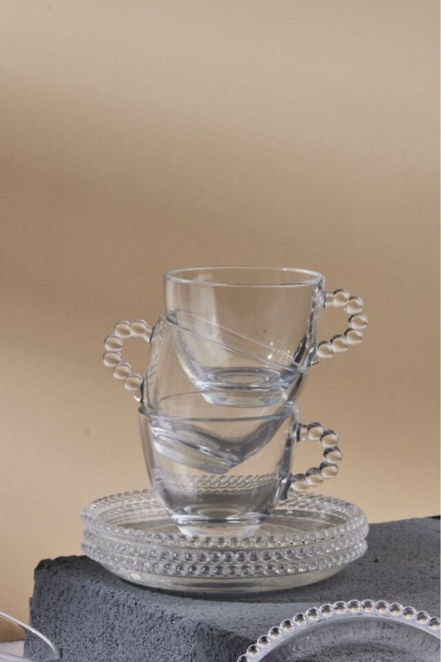 Perotti Girona 6'lı Boncuk Cam Kahve Fincan Seti