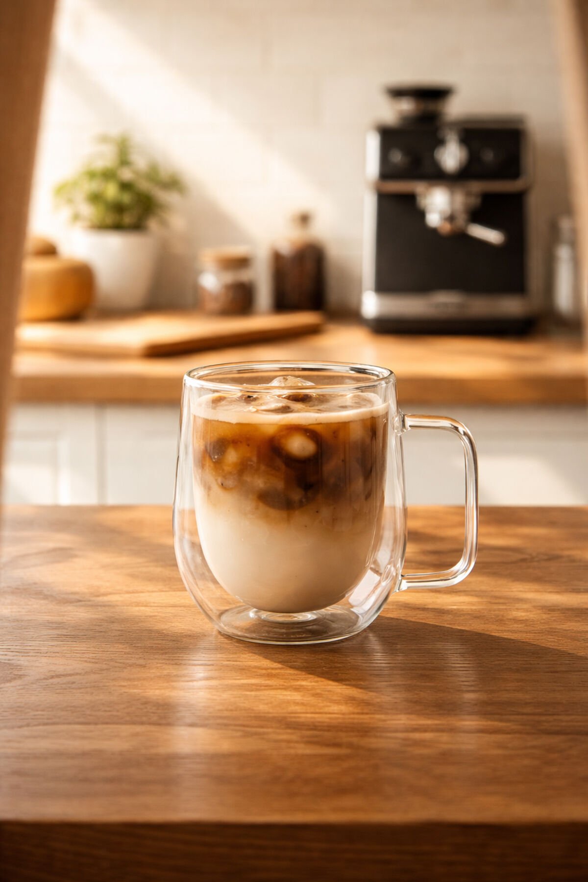 Porsima Pbt-323 Çift Cidarlı Cam Kupa Çay Kahve Kupası Isı Yalıtımlı Kulplu Cam Bardak 250 ml