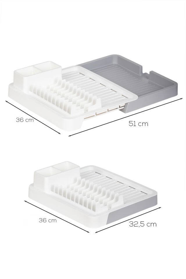 Porsima 5328 Sürgülü Açılır Kapanır Tabaklık Bulaşık Tepsisi Kurutmalık Su Akıtma Kanallı Bulaşıklık Sepeti
