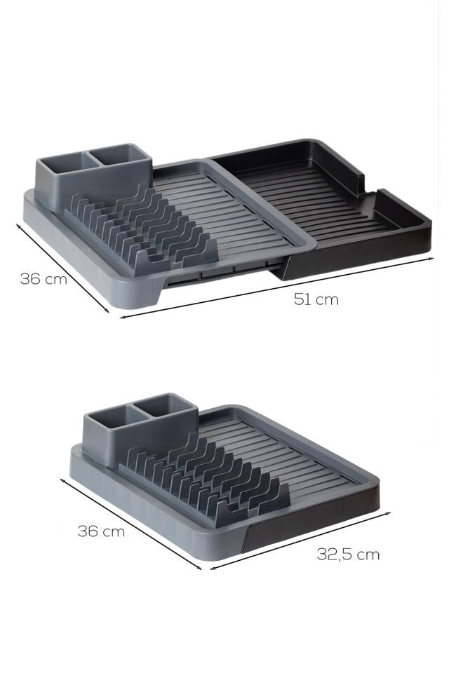Porsima 5327 Sürgülü Açılır Kapanır Tabaklık Bulaşık Tepsisi Kurutmalık Su Akıtma Kanallı Bulaşıklık Sepeti