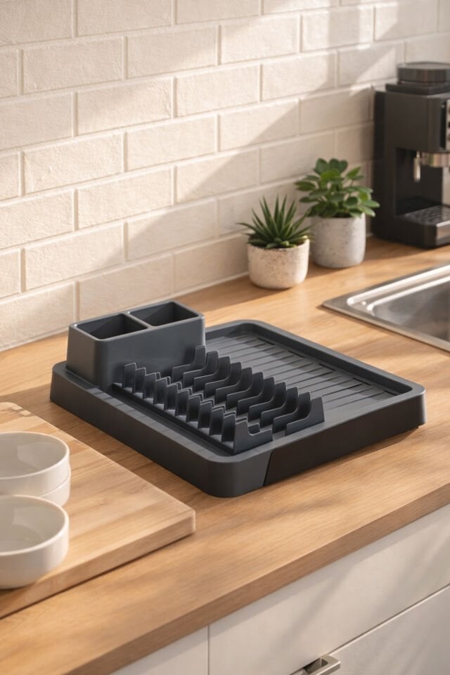 Porsima 5327 Sürgülü Açılır Kapanır Tabaklık Bulaşık Tepsisi Kurutmalık Su Akıtma Kanallı Bulaşıklık Sepeti