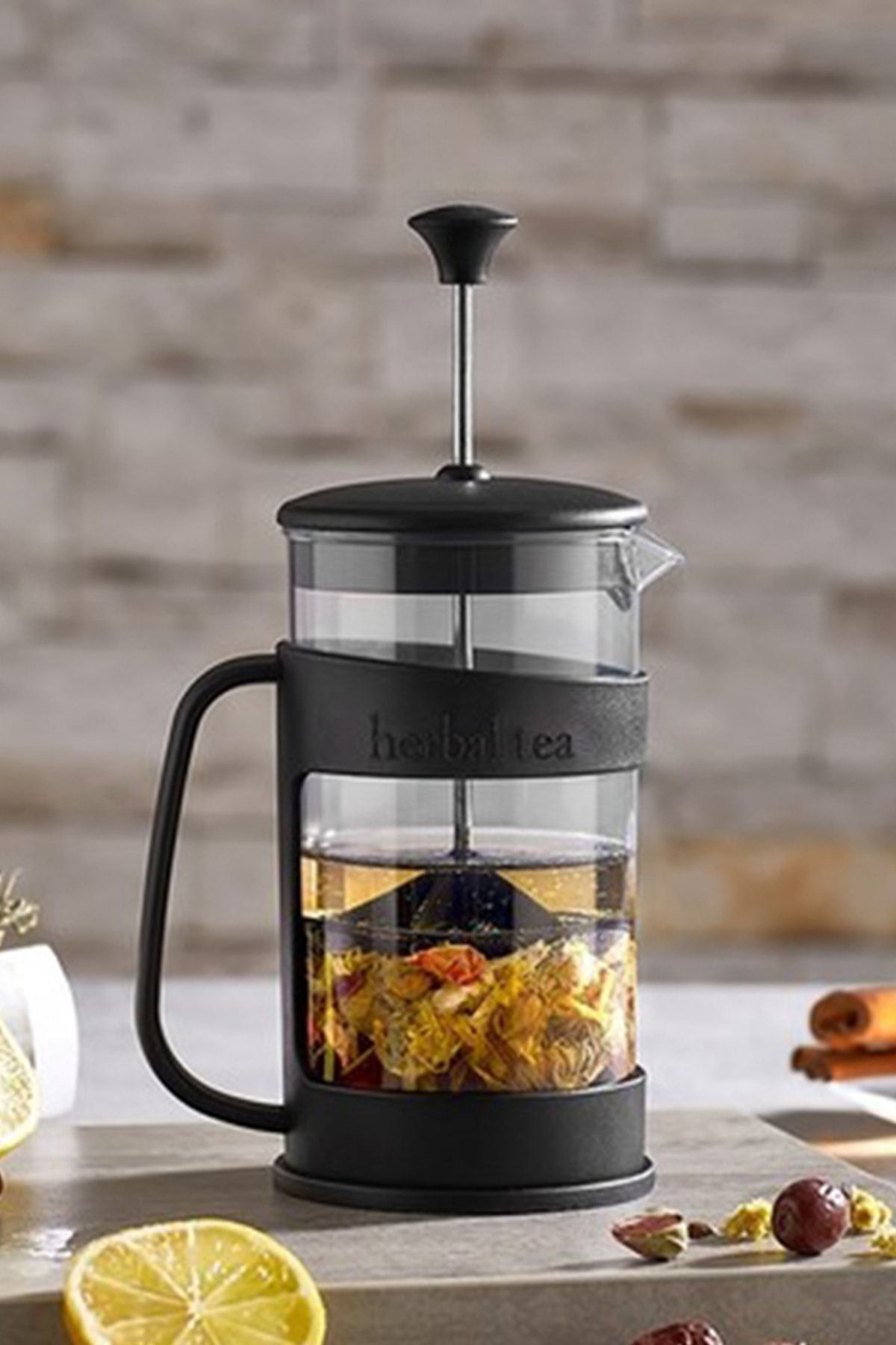 Porsima ET-00118 French Press Süzgeçli Bitki Çayı Demliği Kahve Presi - 400 Ml Siyah