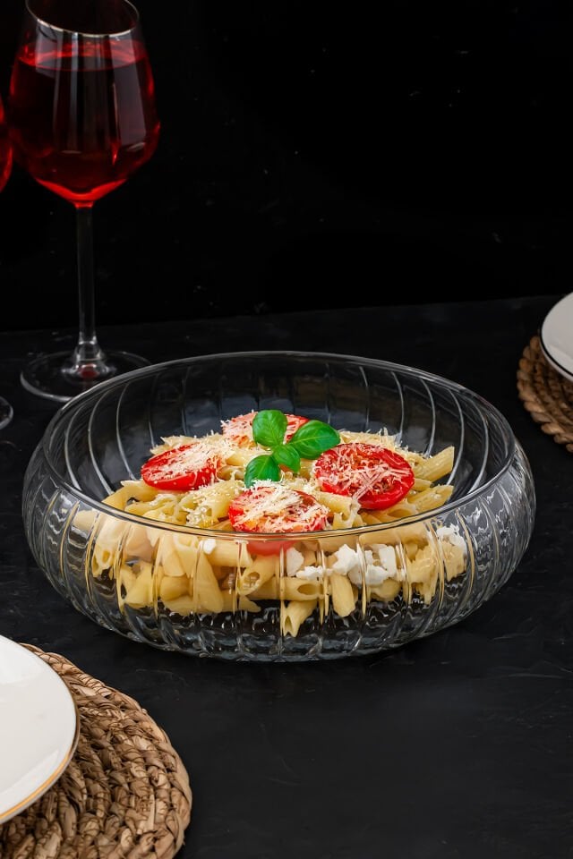 Porsima RYG7045 El Yapımı Büyük Boy Cam Salata Kasesi Şeffaf 23 cm