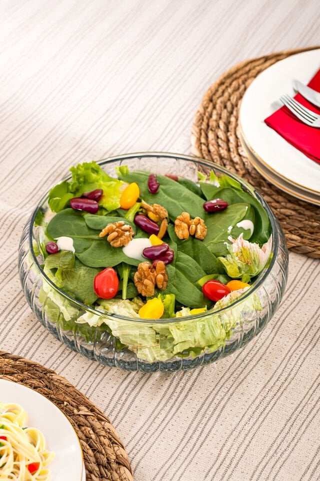 Porsima RYG7045 El Yapımı Büyük Boy Cam Salata Kasesi Şeffaf 23 cm