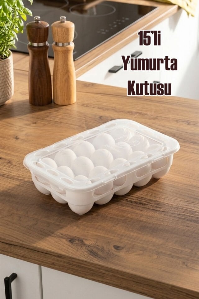 Porsima Org-31 Peggy 15 Bölmeli Kapaklı Yumurta Kutusu Yumurtalık Buzdolabı Organizeri Saklama Kabı