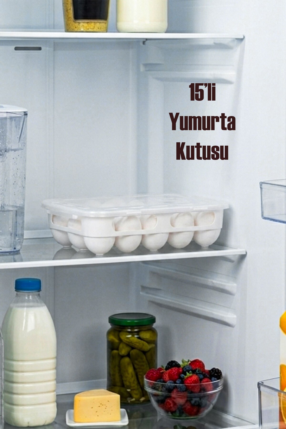 Porsima Org-31 Peggy 15 Bölmeli Kapaklı Yumurta Kutusu Yumurtalık Buzdolabı Organizeri Saklama Kabı