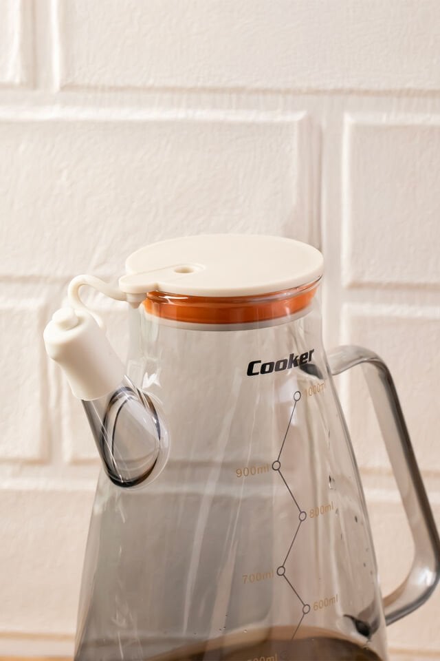 Porsima 3853-2 Renkli Borosilikat Cam Zeytinyağ Şişesi - Yağlık ve Sirkelik Krem 1lt