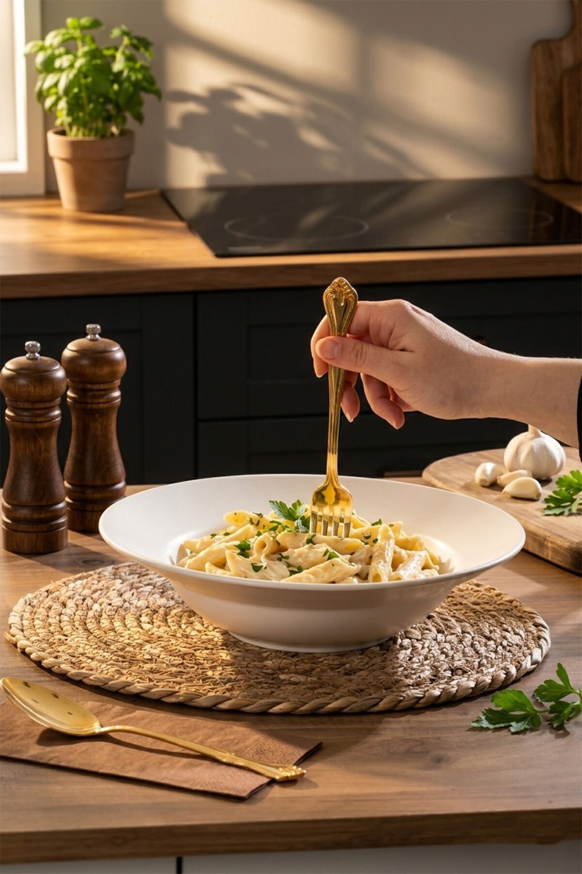 Porsima 0220 Delta Büyük Boy Seramik Makarna Tabağı Beyaz 26.5cm