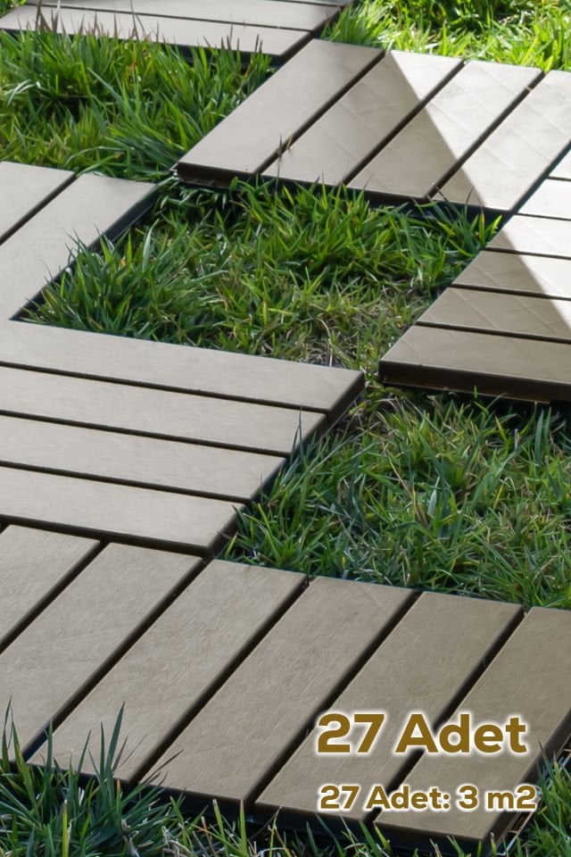Porsima 1177 Bahçe Balkon Teras Banyo Paspası 27li Dış Mekan Karosu Latte