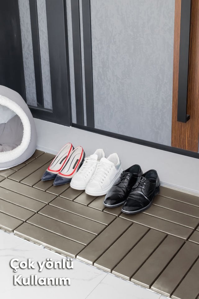 Porsima 1177 Bahçe Balkon Teras Banyo Paspası 36lı Dış Mekan Karosu Latte