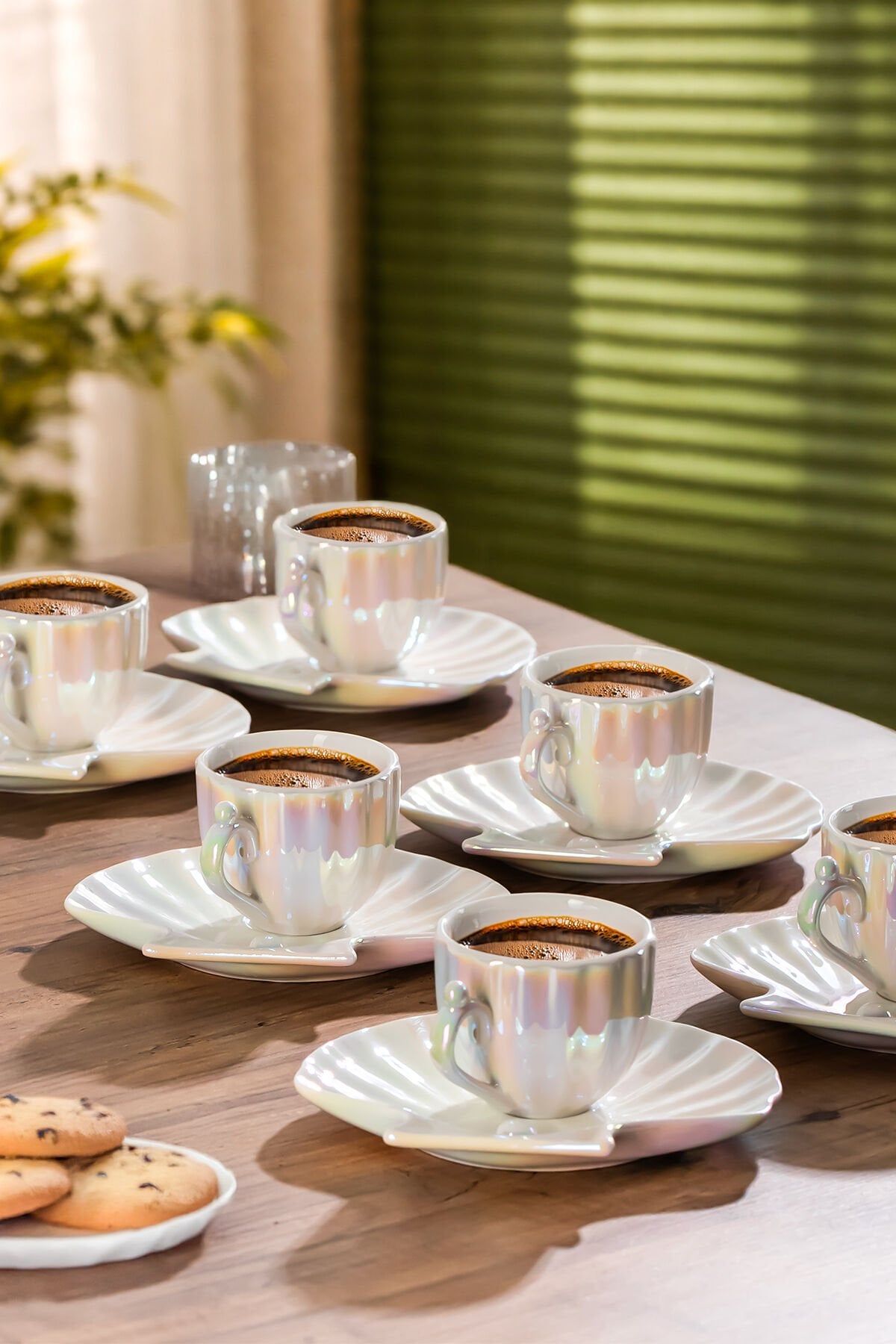 Porsima VF079 Oregon İnci 6 Kişilik Porselen Fincan Seti 12 Parça Türk Kahvesi Fincanı Takımı-90ml