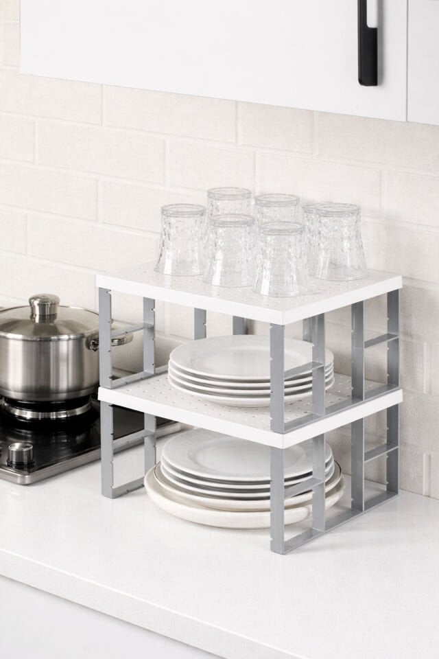 Porsima 5342 3lü Raf Düzenleyici - Dolap Içi Düzenleyici Raf - Tabak Bardak Rafı Organizers