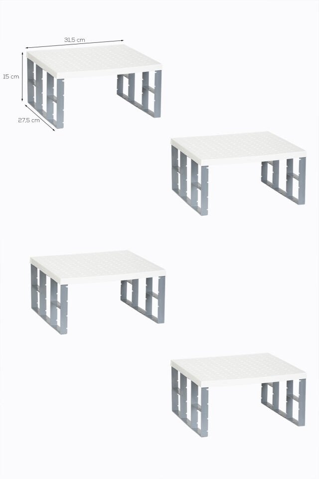 Porsima 5343 4lü Raf Düzenleyici Dolap Içi Düzenleyici Raf Tabak Bardak Rafı Raf Yükseltici