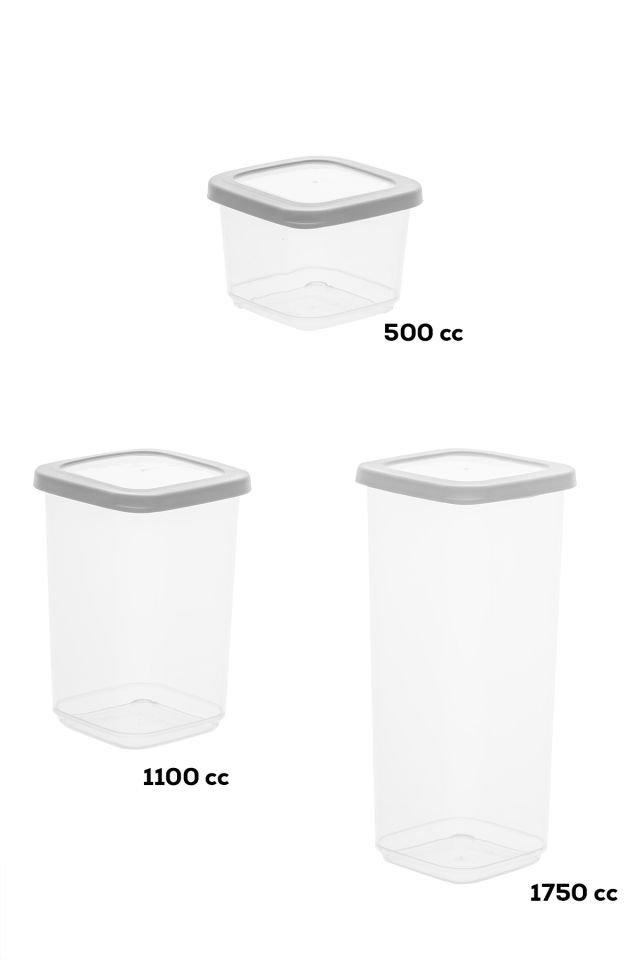 Porsima 1176 12'li Etiketli Renkli Kapaklı Gıda Kavanoz Saklama Kabı Seti Erzak Kabı Organizer Antrasit