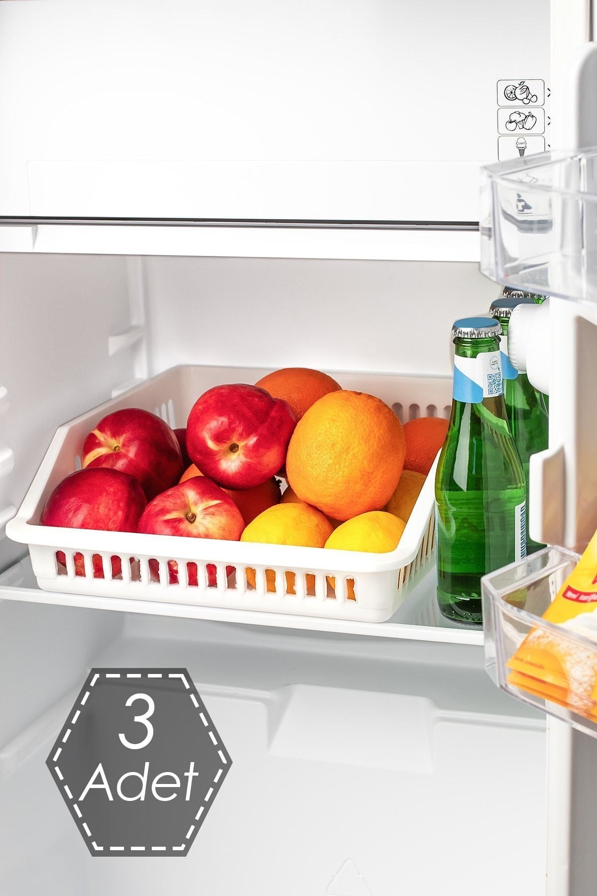 Porsima Org-25 3lü Çok Amaçlı Buzdolabı İçi Düzenleyici Organizer Beyaz