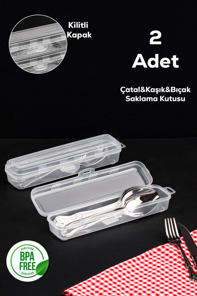 Porsima TE-192 2li Çatal Kaşık Bıçak Kalemlik Kutusu - Diş Fırçası Makyaj Aksesuar Saklama Kabı Kutusu -multix Kutu