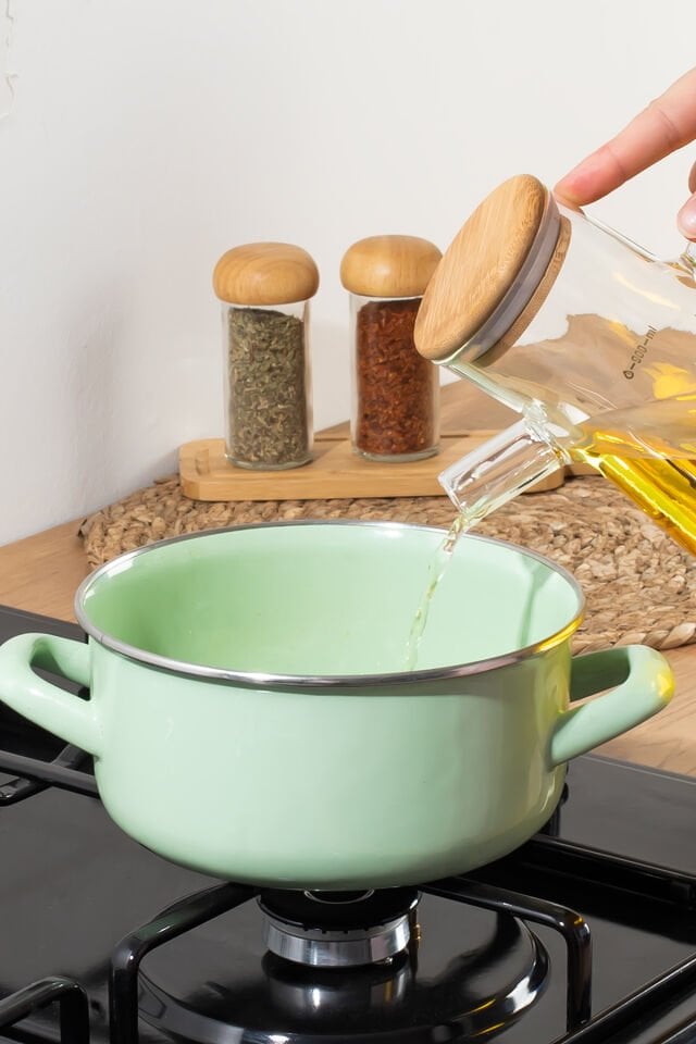 Porsima 401275 2'li Alisa Bambu Kapaklı Borosilikat Ölçekli Cam Yağlık Yağdanlık 900 ml