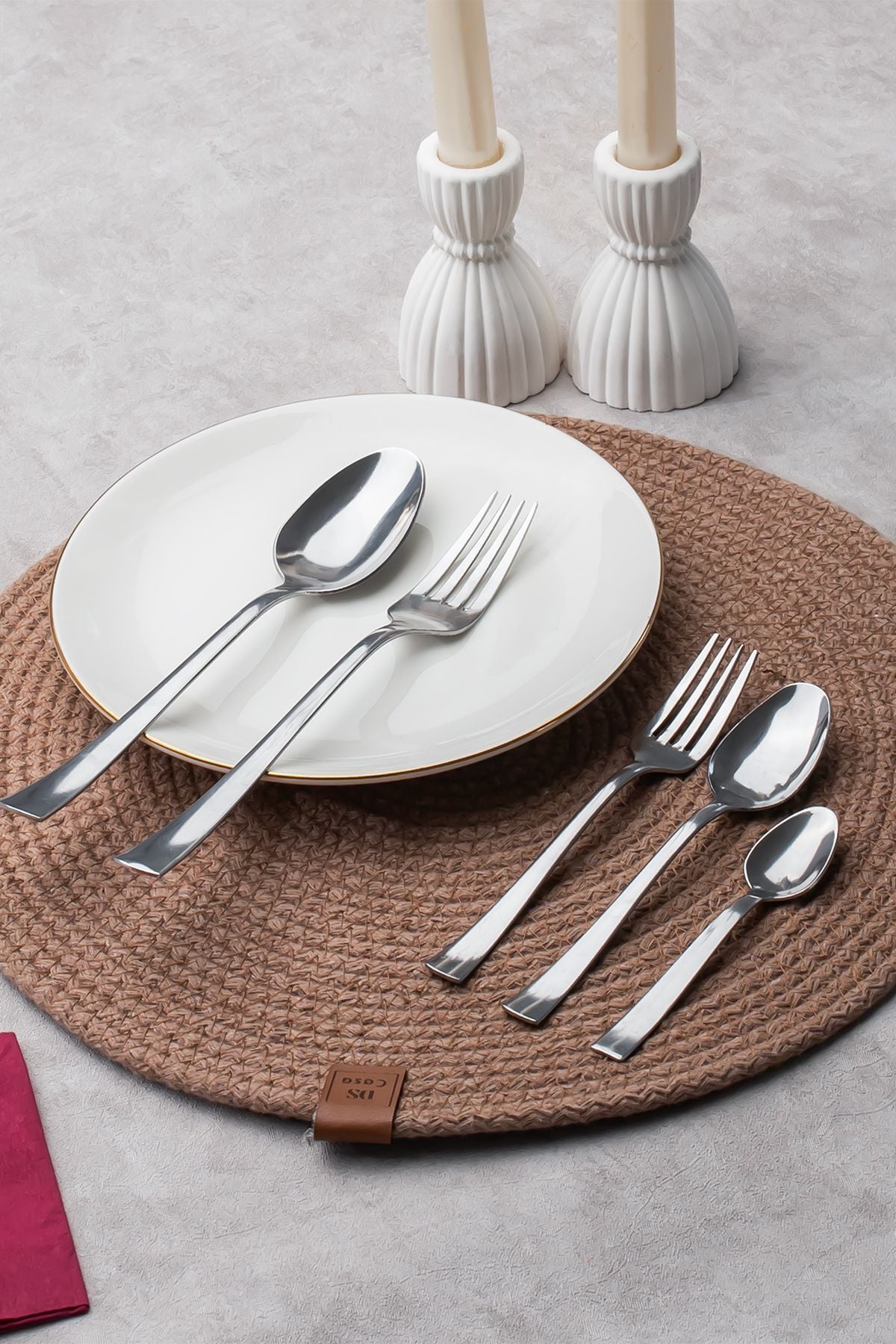 Porsima Tokyo Sade Çatal Kaşık Takımı -Çelik Servis Takımı - Yemek Tatlı Servis Seti -6 Kişilik 30 Parça