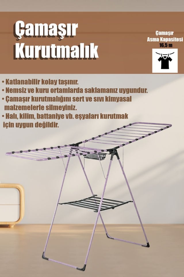 Daystone Forte Metal Çamaşır Kurutmalık (Mürdüm)