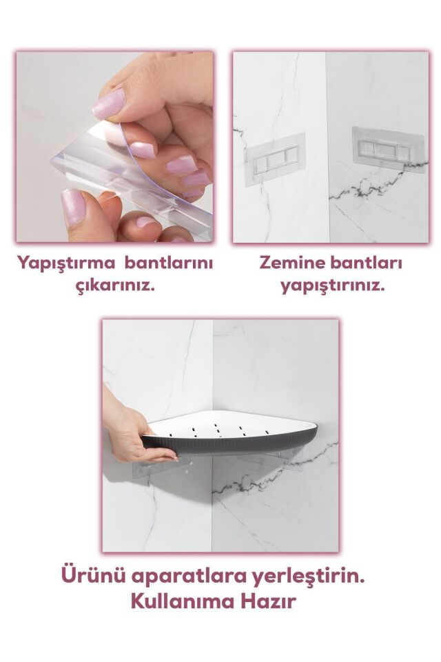 Porsima 0447 2'li İstiridye Banyo Köşe Rafı - Paslanmaz Yapışkanlı Duş Rafı Banyo Düzenleyici Organi Çok renkli