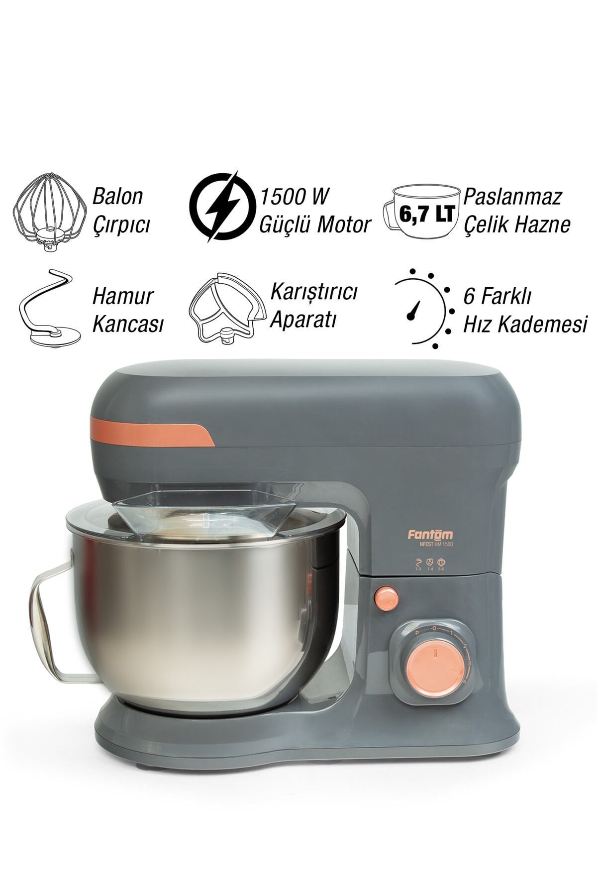 Fantom Nfest Hm 1500 Stand Mixer - Antrasit