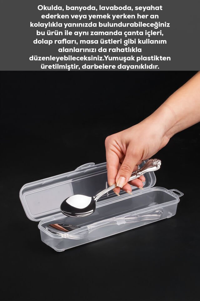 Porsima Te-192 6 lı Makyaj Fırçası Kalemlik Diş Fırçası Kabı Çatal Kaşık Bıçak Saklama Kutusu Kabı Seti