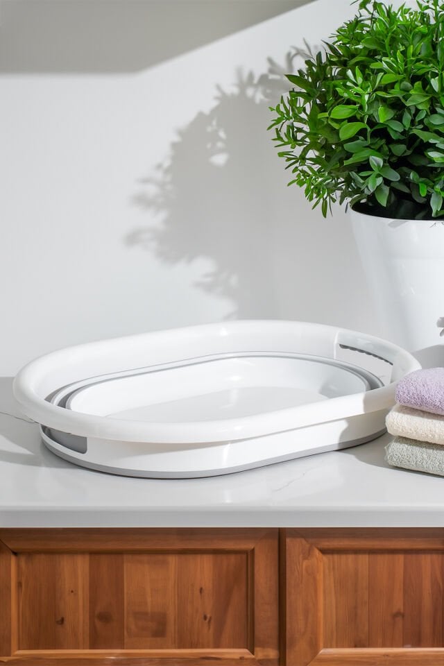 Porsima LA-550 2 li Katlanabilir Çamaşır Sepeti Akordiyon Katlanır Sele Sepet Silikon Çamaşır Sepeti