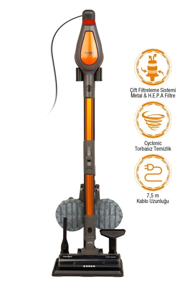 Fantom Pluto P 6100 Plus Cyclone Elektrikli Moplu Dikey Süpürge Antrasit