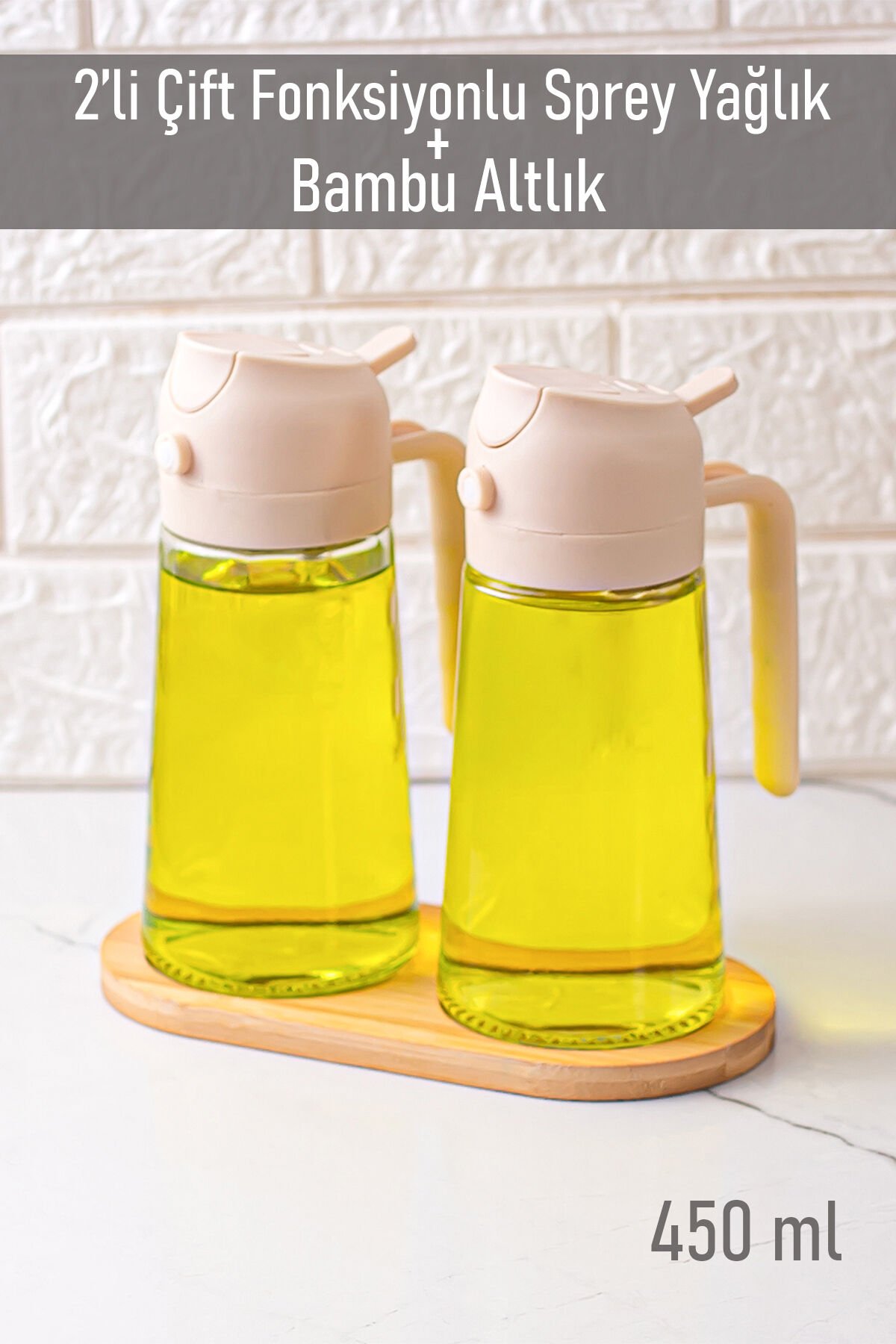 Porsima Alk-3154 Cam Sprey Şişe -yağdanlık Limon Sirke Sos Püskürtücü, Sızdırmaz Standlı Yağlık Krem