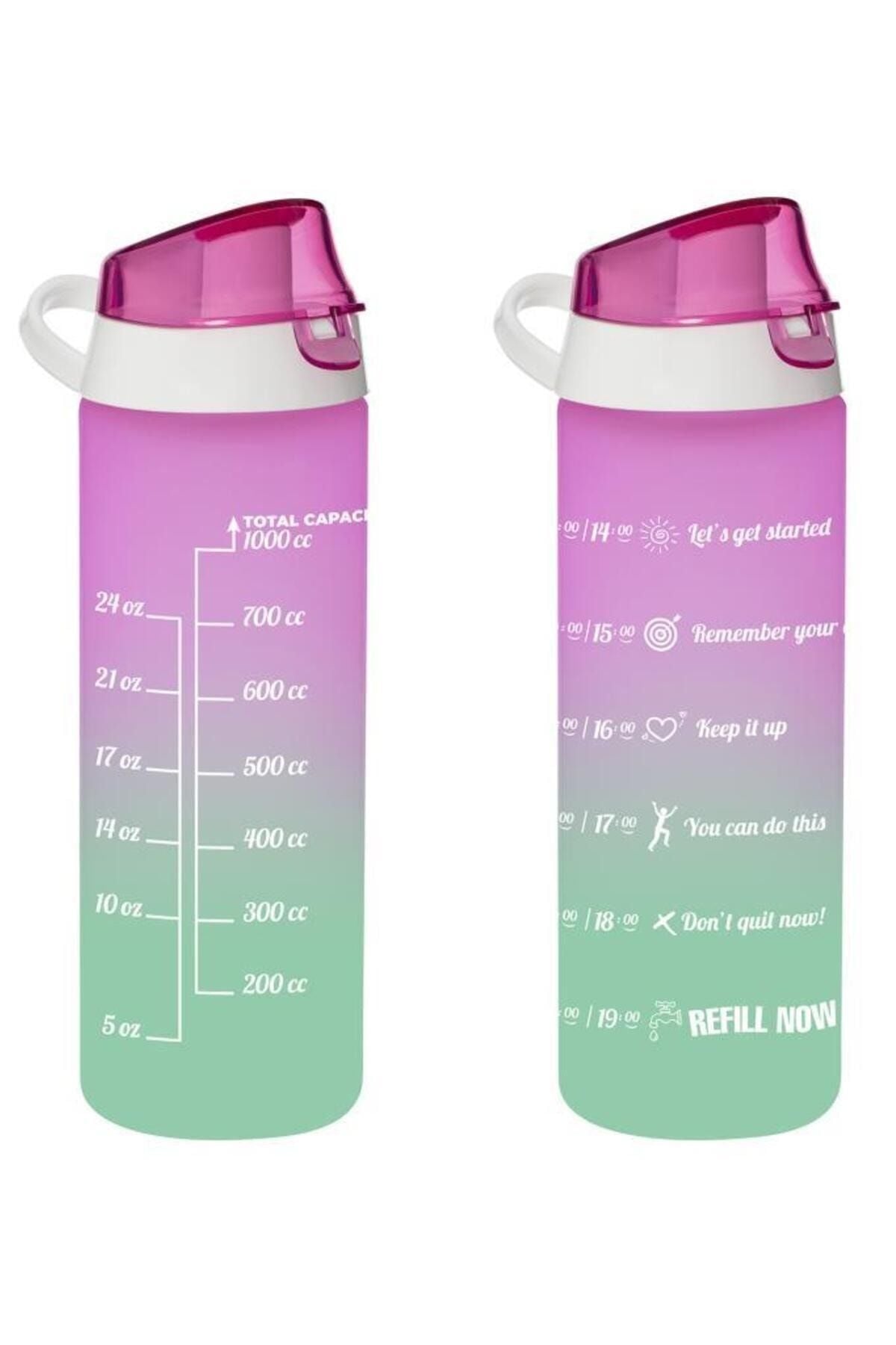 Herevin 16407-160 0,75 Lt Çift Renk Boyalı Ölçü Baskılı Matara-pembe