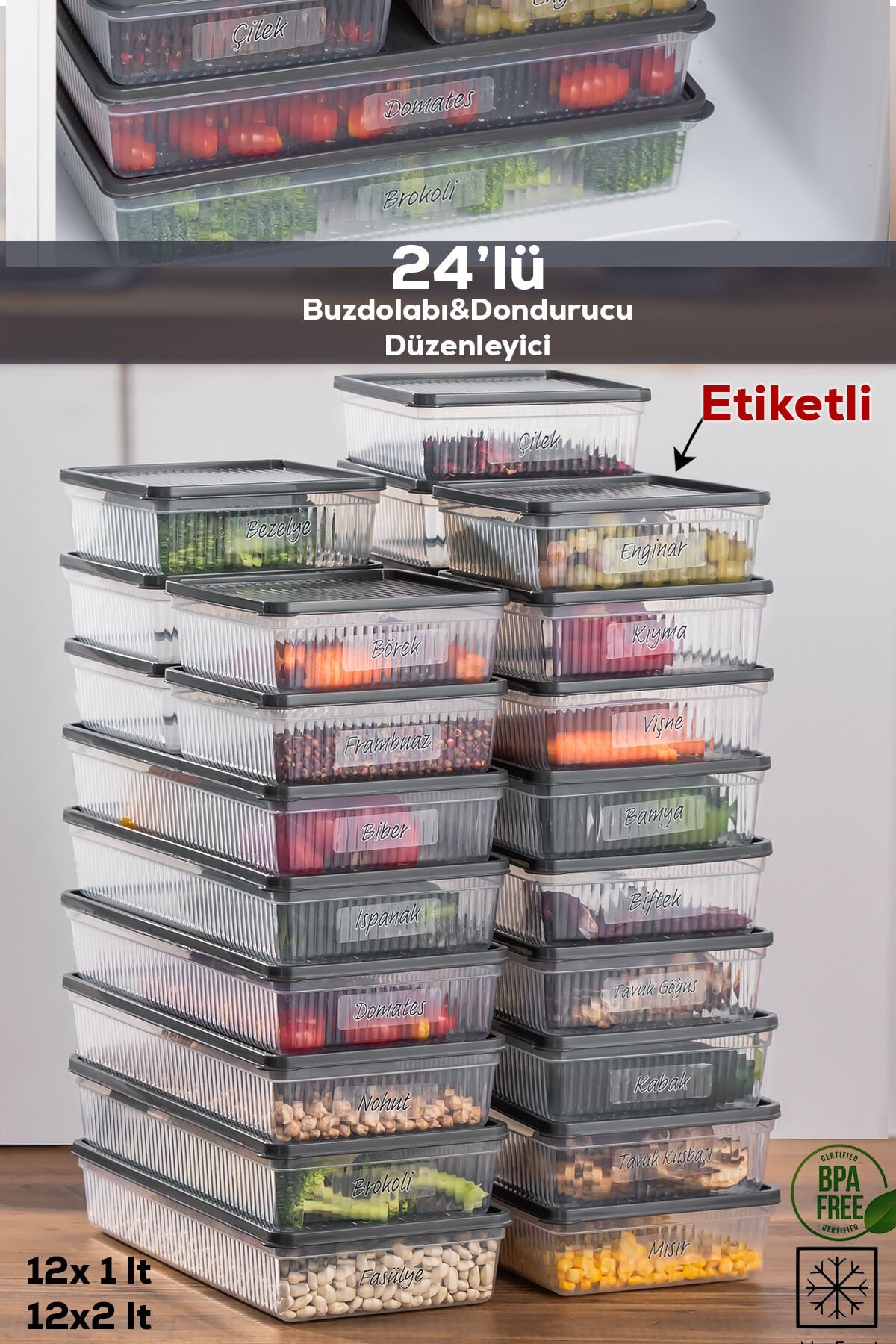 Porsima 24 Lü No-frost Buzdolabı Düzenleyici Saklama Kabı Antrasit